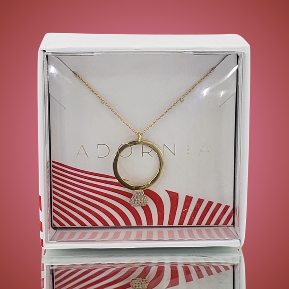 adornia Jewelry - Adornia Necklace Ring Gold Tone Engagement Bridal Wedding Gift Minimalist Bling